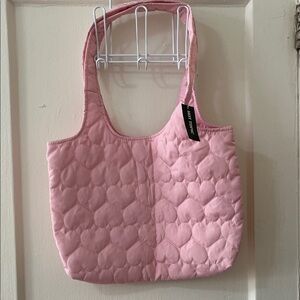 Hot Topic Pink Quilted Heart Tote Bag, NLC Heart Puffer Shoulder Bag